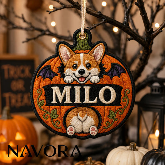 Personalized Pumpkin Corgi Ornament