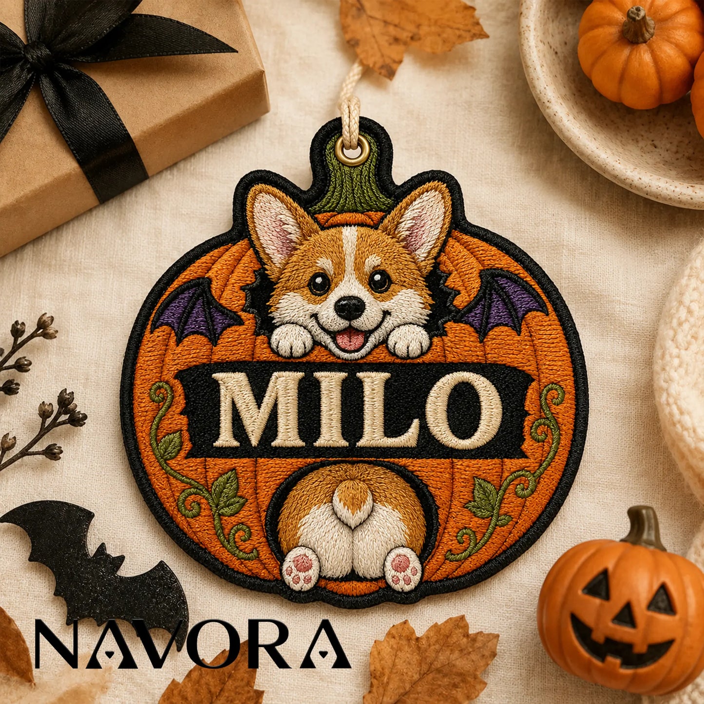 Personalized Pumpkin Corgi Ornament