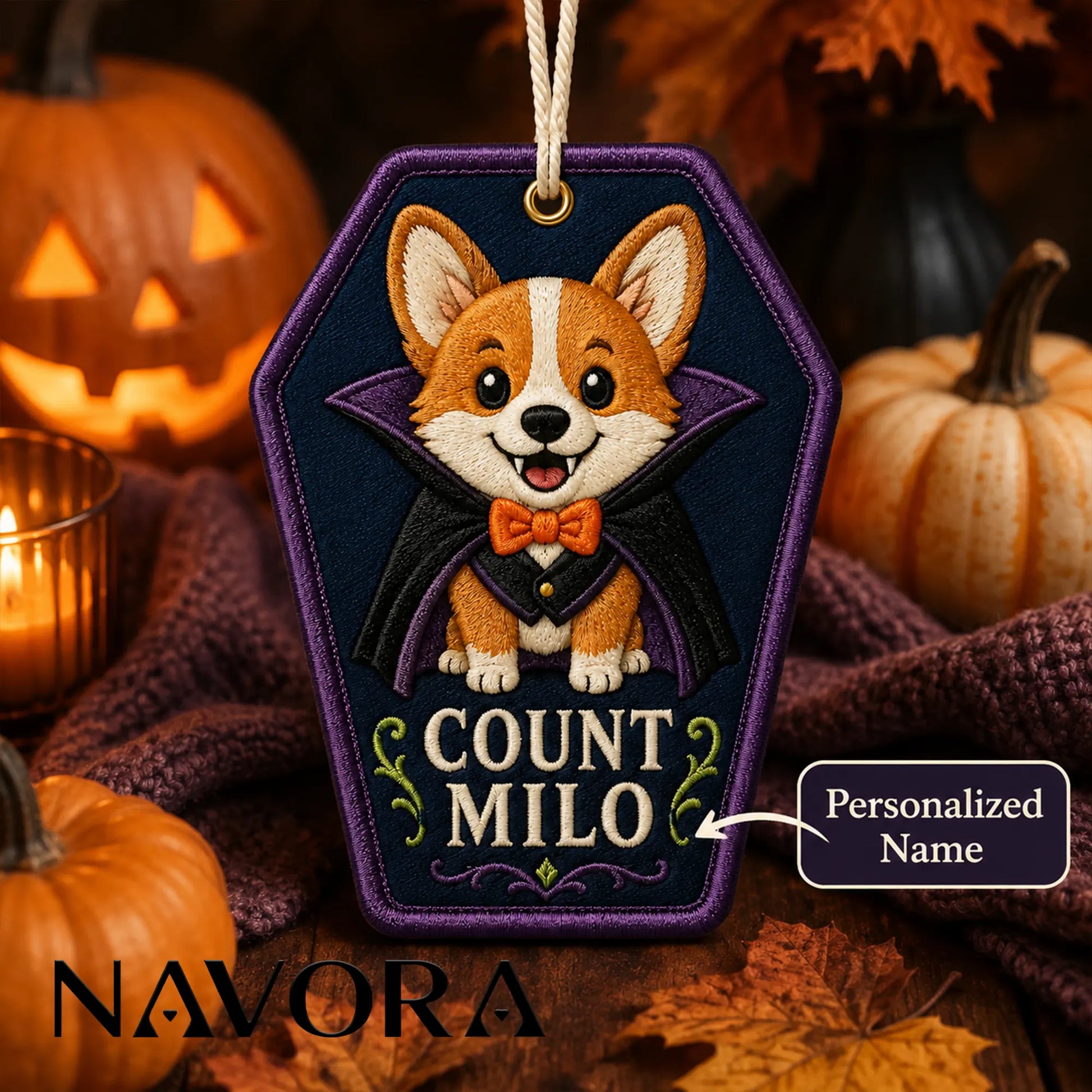 Personalized Vampire Corgi Halloween Ornament – Count Name