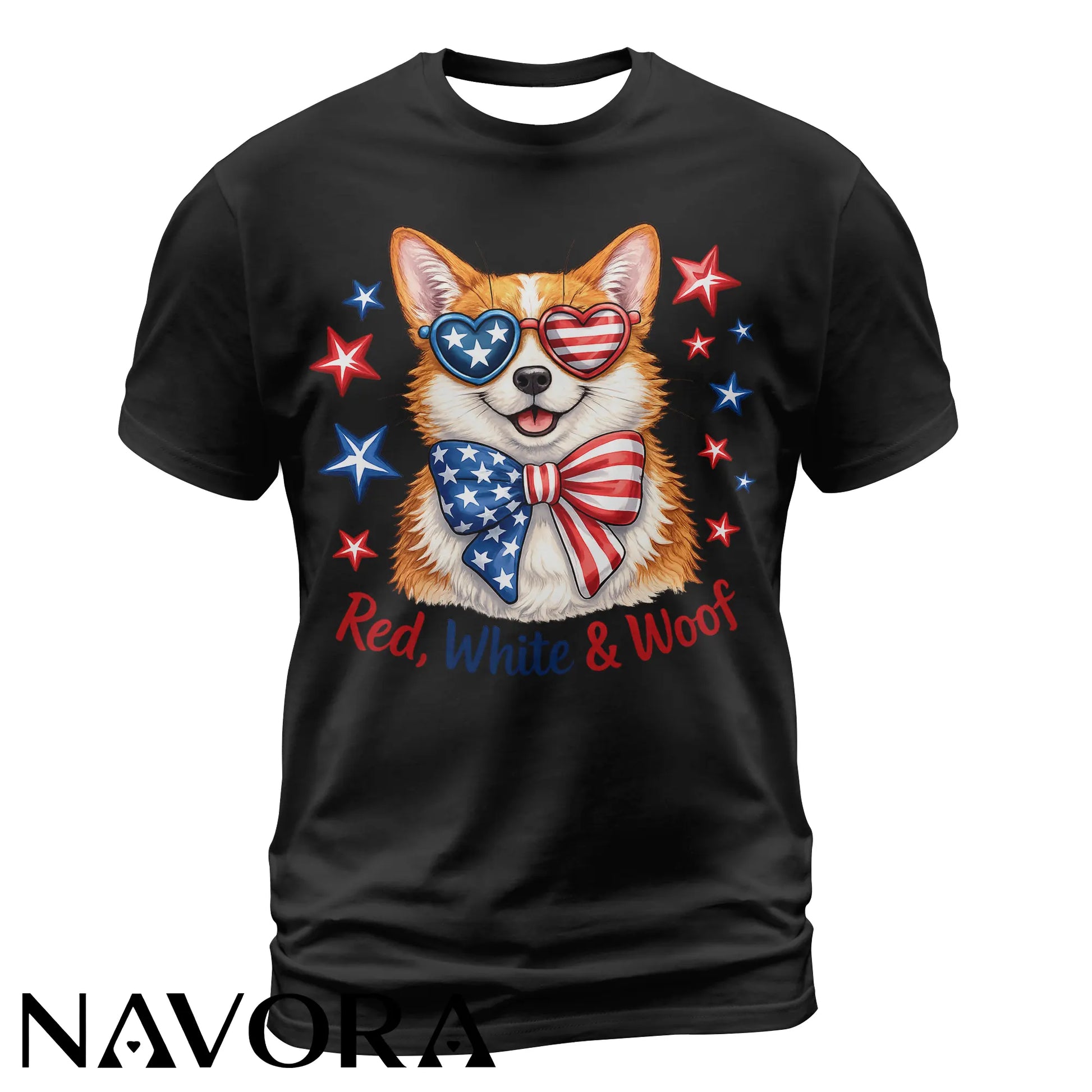 Corgi T-Shirt – Red White & Woof Patriotic 4th of July Shirt