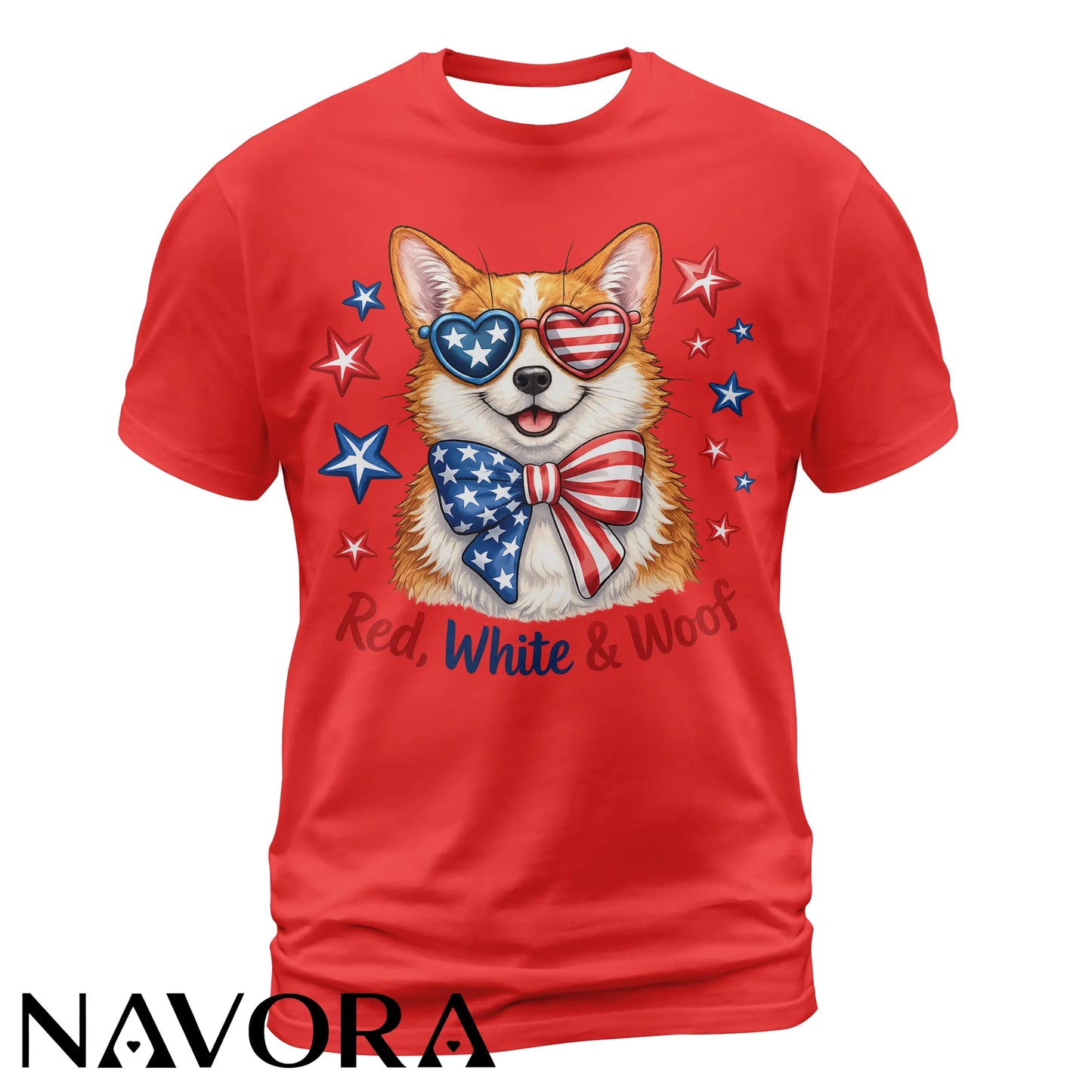 Corgi T-Shirt – Red White & Woof Patriotic 4th of July Shirt