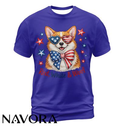 Corgi T-Shirt – Red White & Woof Patriotic 4th of July Shirt