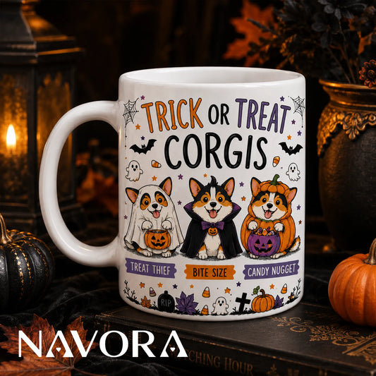 Trick or Treat Corgis Halloween Mug – Cute Dog Lover Gift